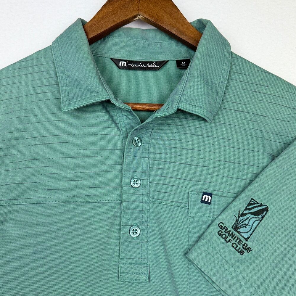 TravisMathew Green Pima Cotton Polo Shirt Pocket Men's M
